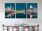 Zurich Cityscape Canvas Print, Large Night Skyline Wall Art, Illuminated Swiss City Artwork, Modern Urban Art Print, Scenic Wall Decor