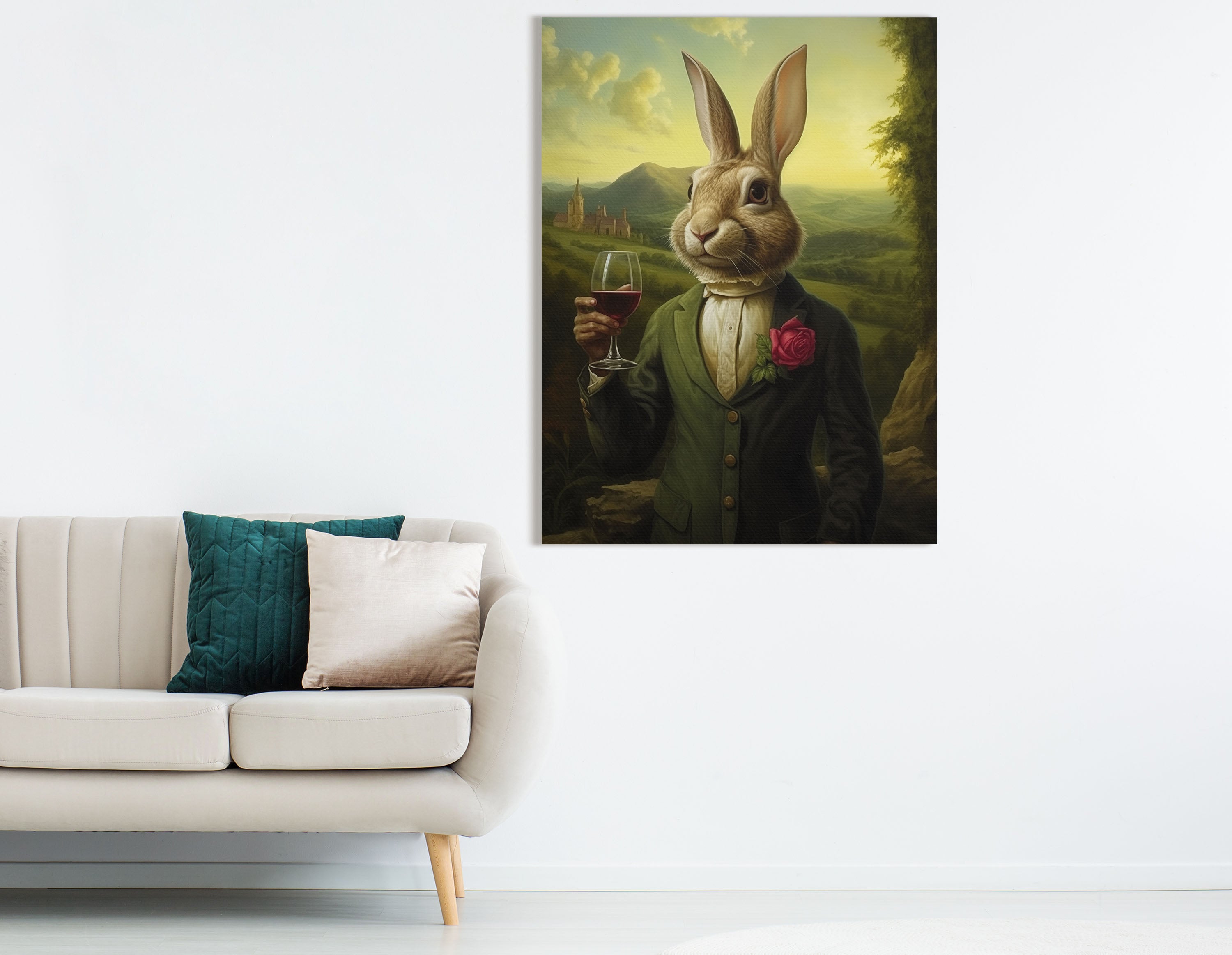 Rabbit with Wine Wall Hanging