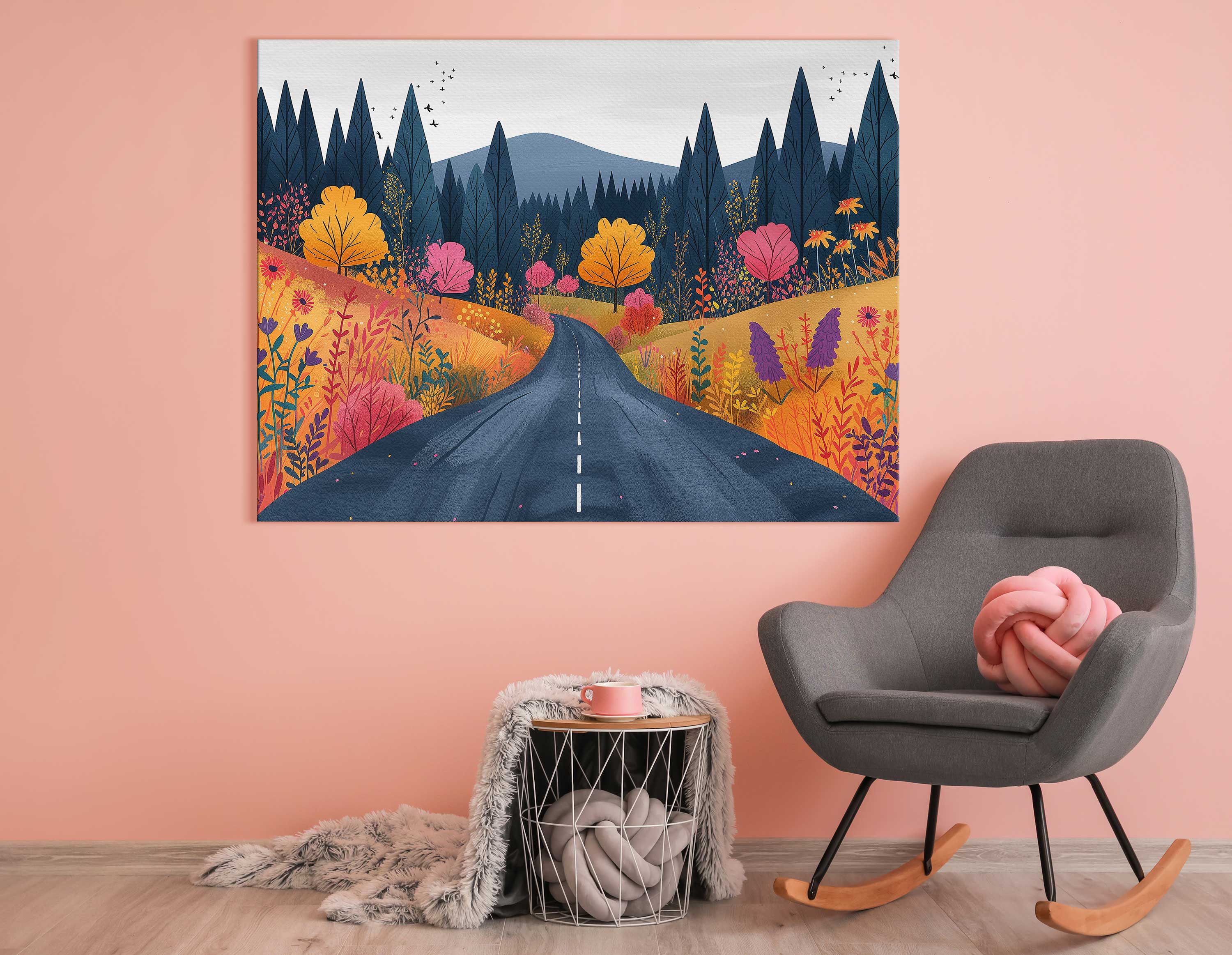 Winding Road Through Fall Forest Wall Hanging