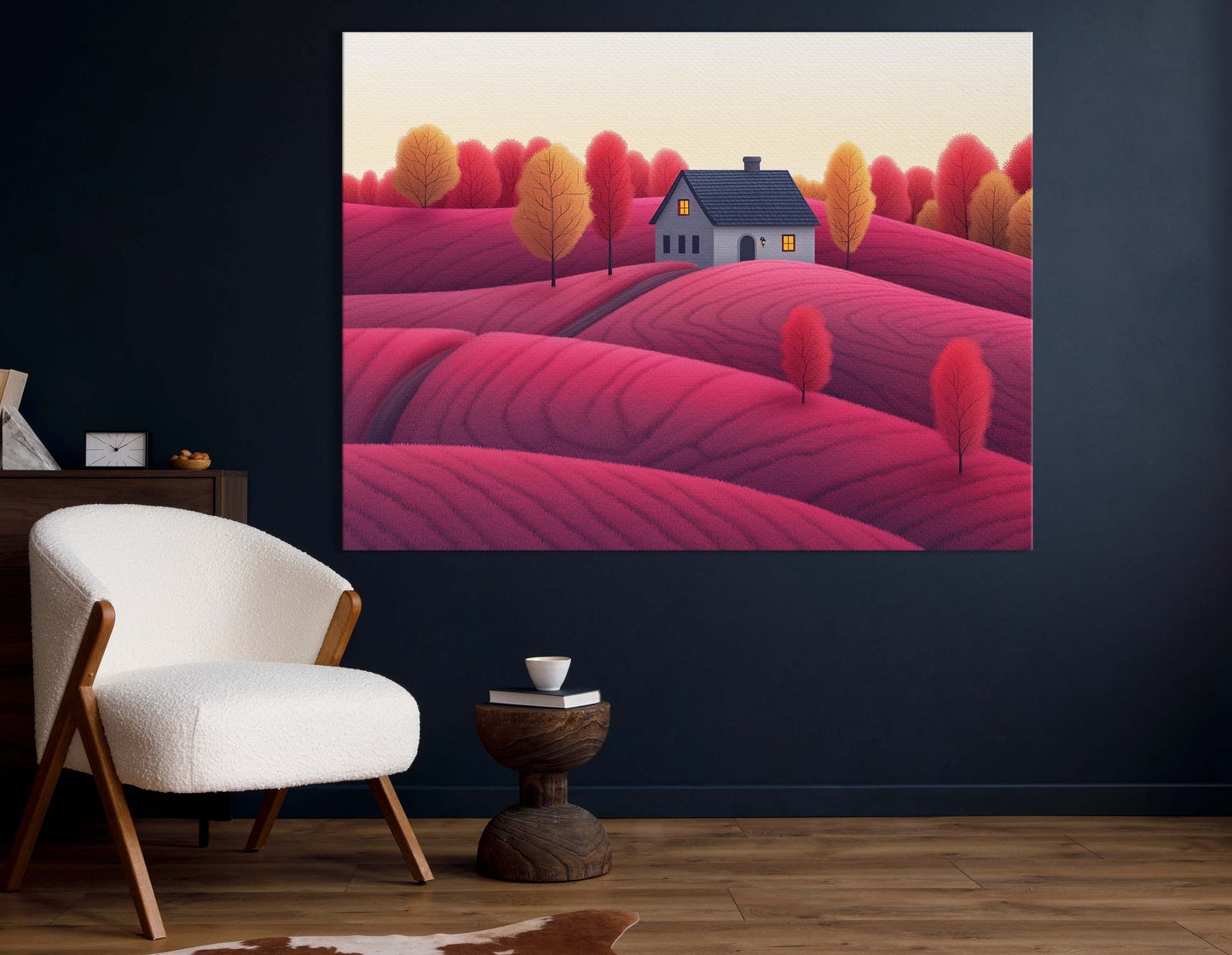 Twilight Glow Over Pink Fields - Canvas Print