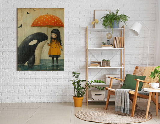 Heartwarming Orca and Girl - Canvas Print