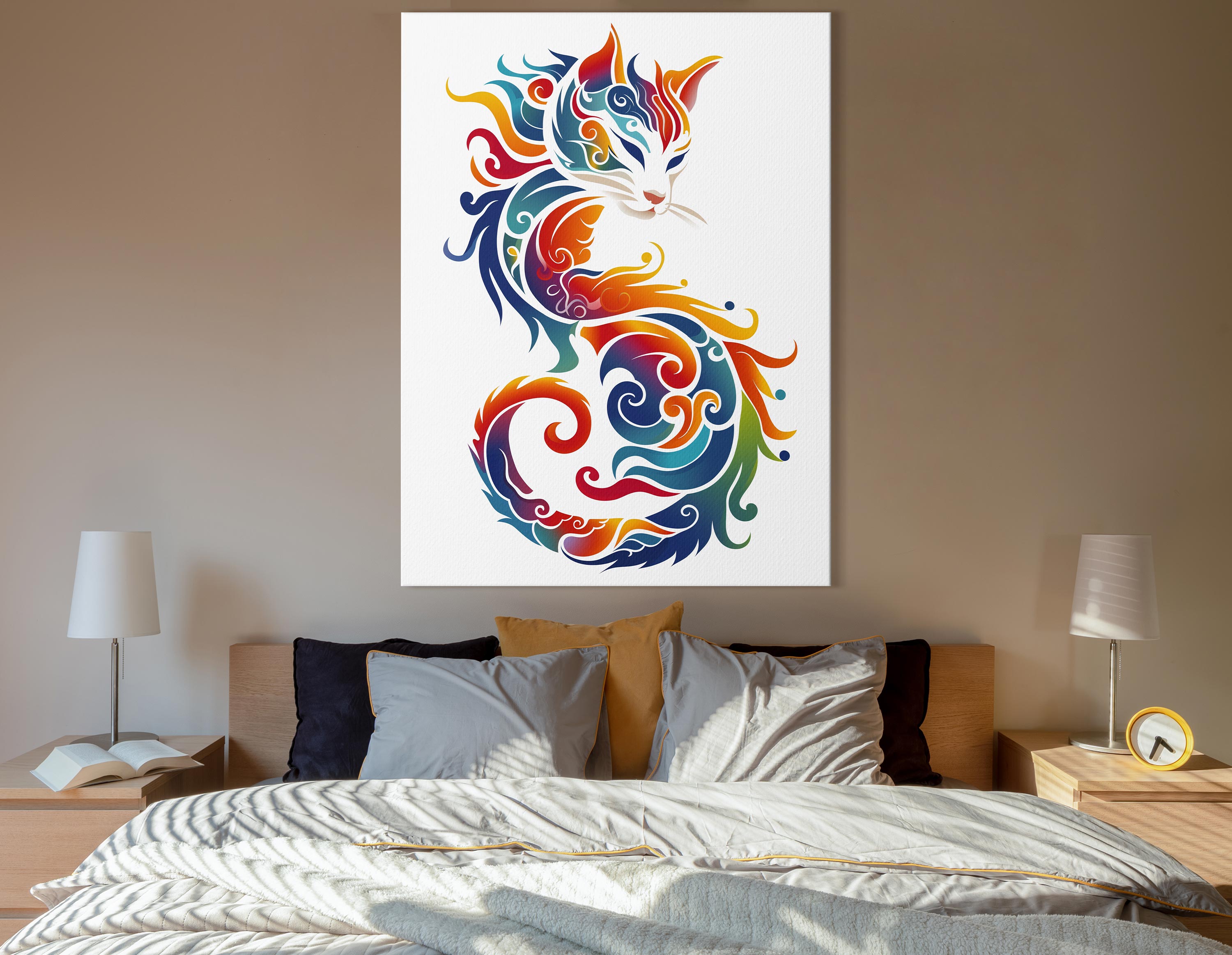 Vibrant Swirl Abstract Cat Wall Decor