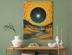 Cosmic Swirl Over Riverside Landscape - Canvas Print