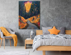 Vibrant Starry Night Forest Canvas Print
