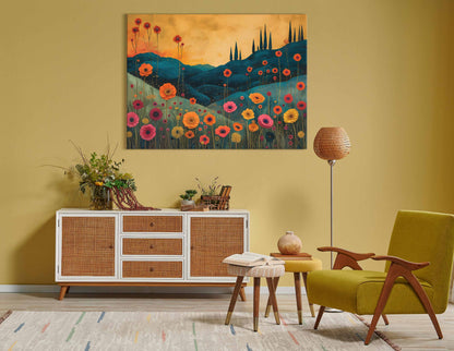 Sunset Wildflower Landscape Wall Decor