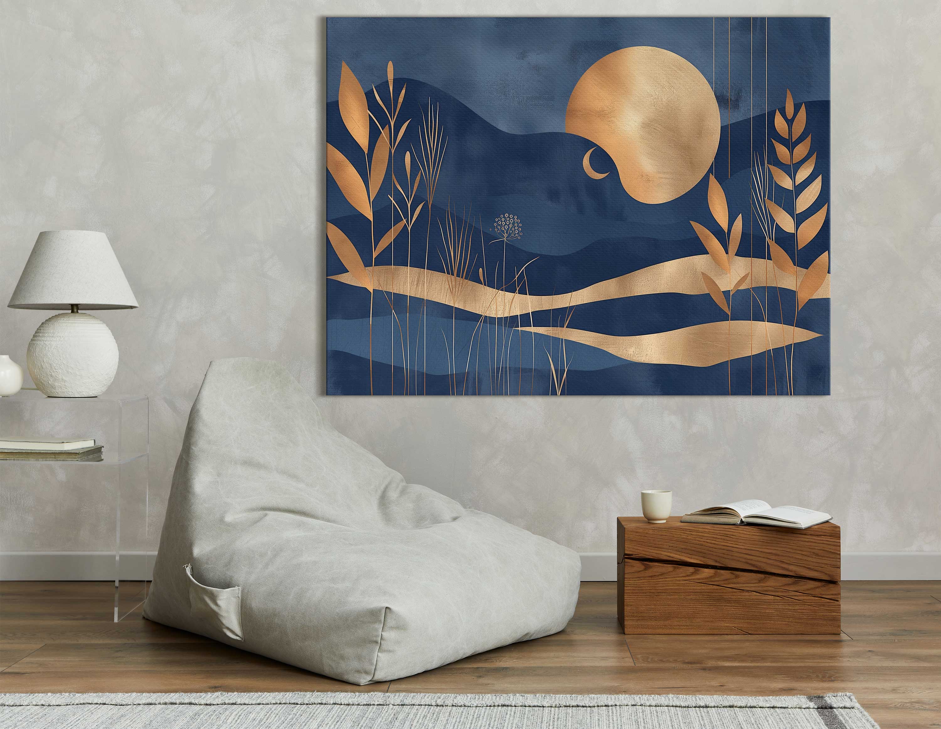 Blue Gold Abstract Hanging