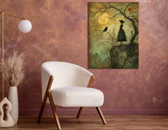 Fairy Tale Silhouette and Whimsical Tree - Canvas Print