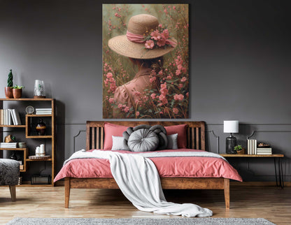 Lady in Flowered Hat - Canvas Print