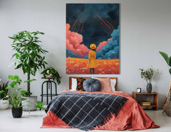 Meteor Shower Over Wildflower Field - Canvas Print
