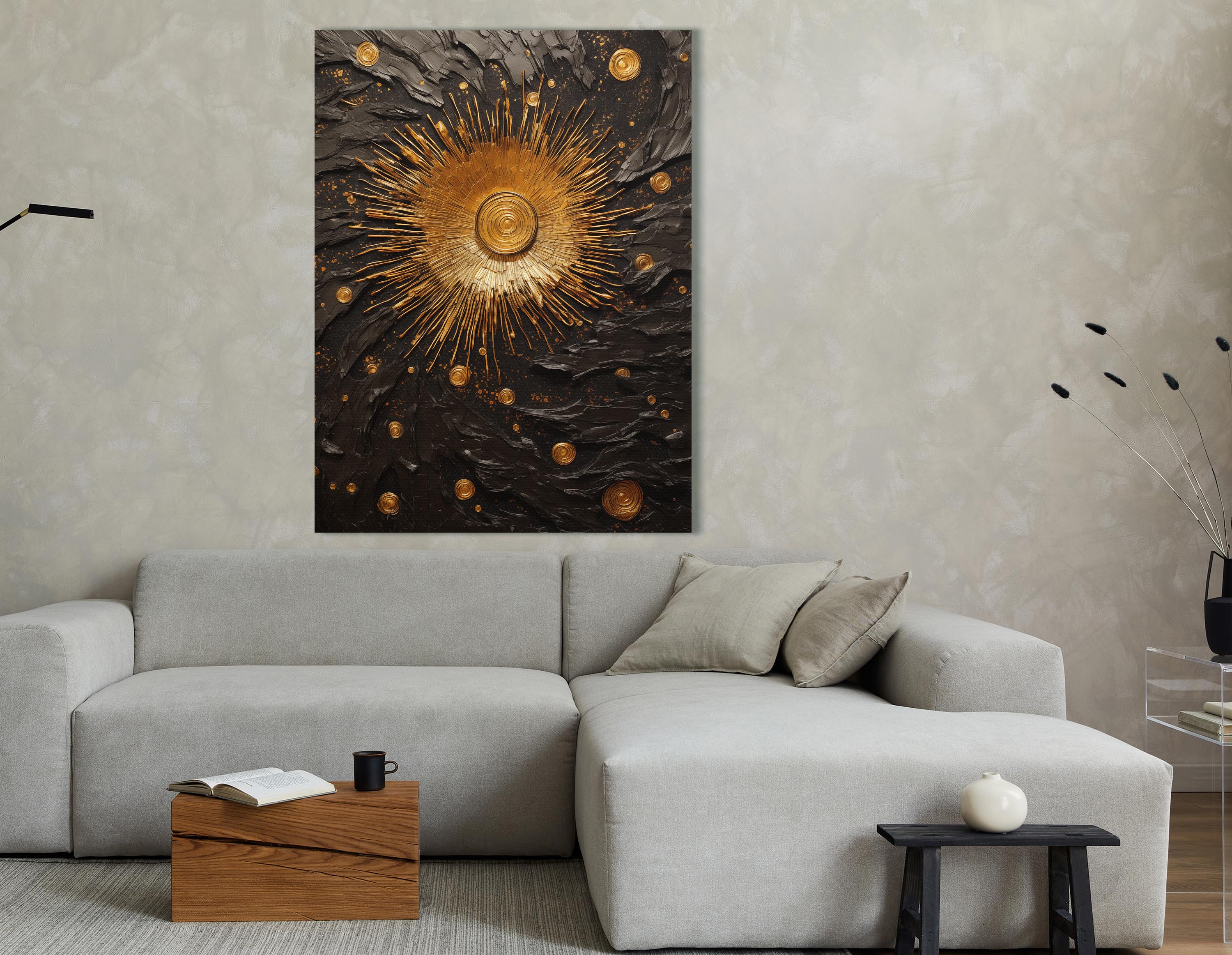 Golden and Black Abstract Art Prints