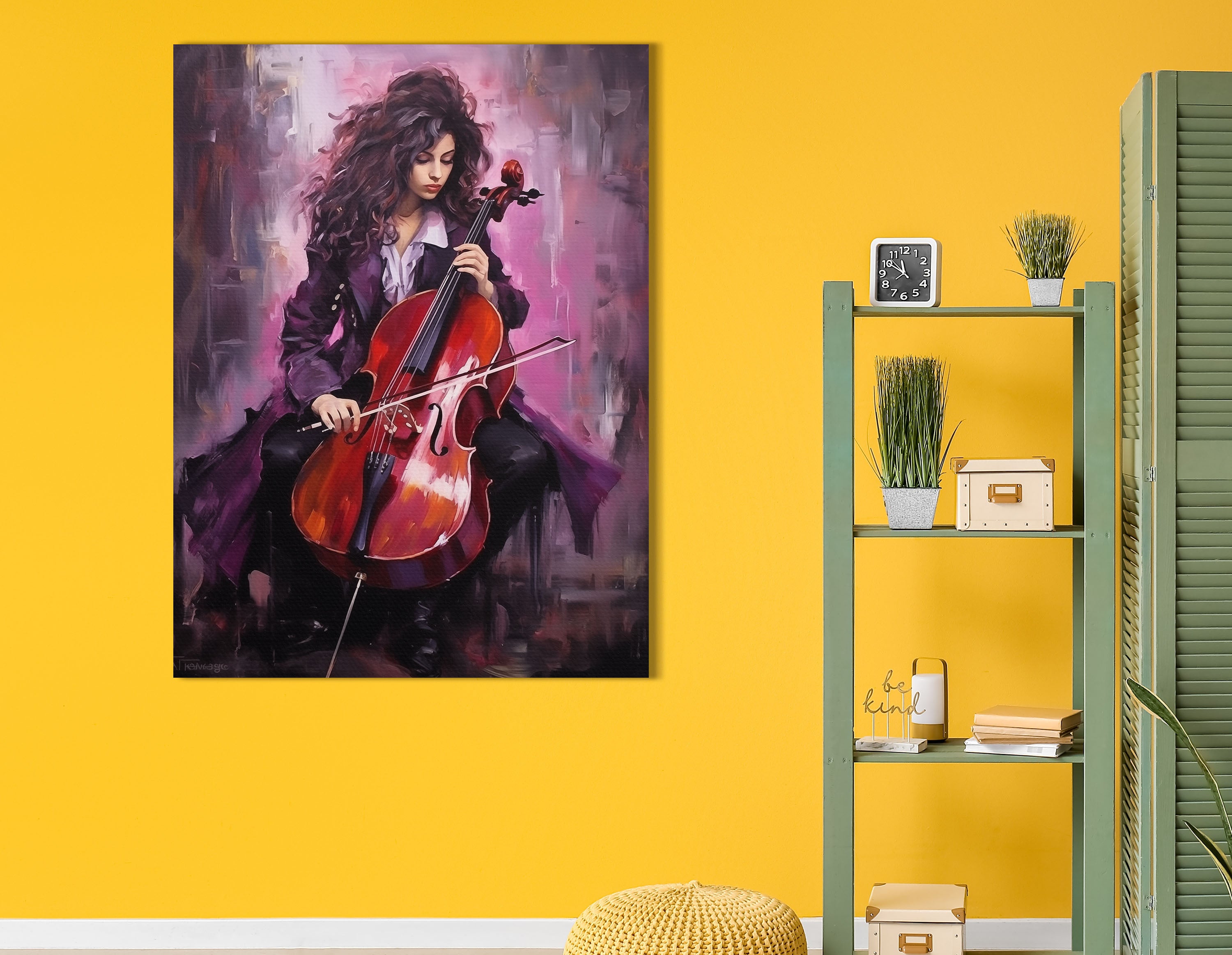 Cello Player Art Wall Hanging
