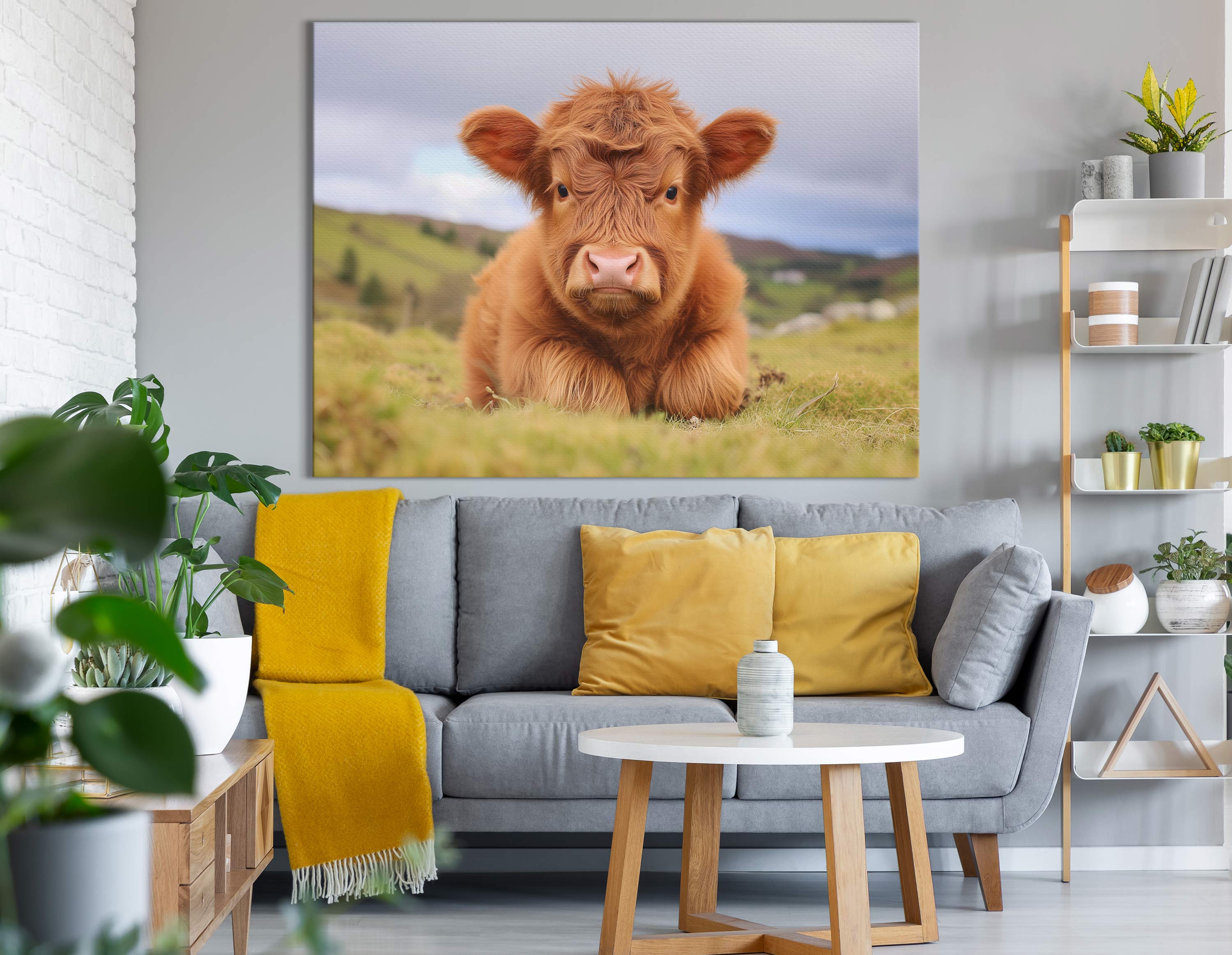 Highland Cow in Meadow Wall Art