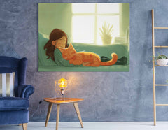 Girl and Cat Wall Hanging