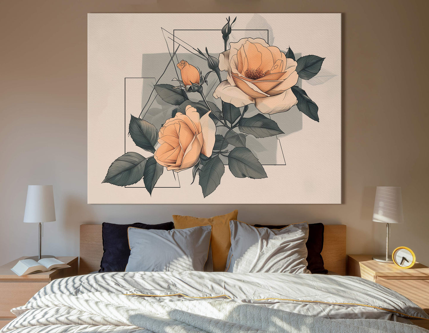 Geometric Line Rose Illustration Art Print