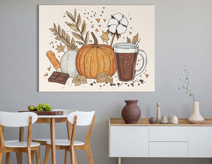 Autumn Harvest Pumpkin and Cocoa - Canvas Print