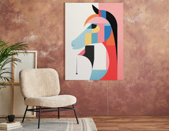 Silueta de caballo geométrica contemporánea - Cuadro en lienzo
