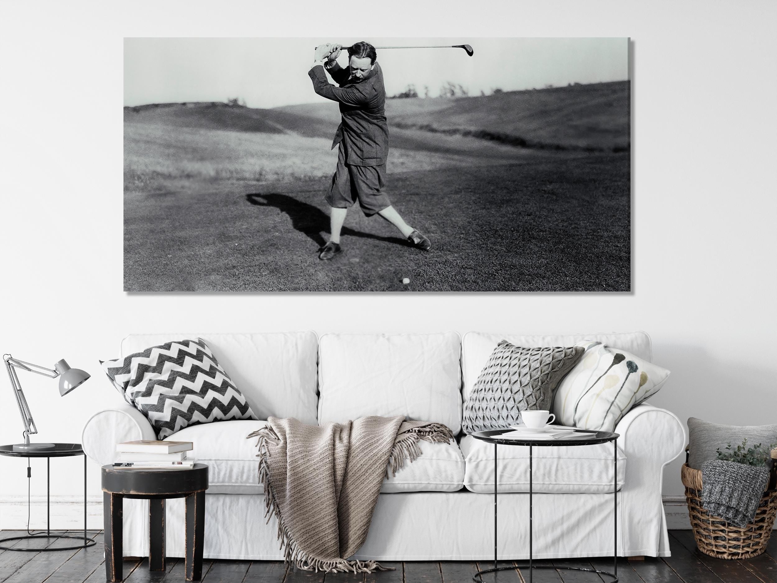 Vintage Golfer Canvas Print, Classic Black and White Wall Art, Large Golf Swing Artwork, Retro Sports Art Print, Retro Golf Wall Decor