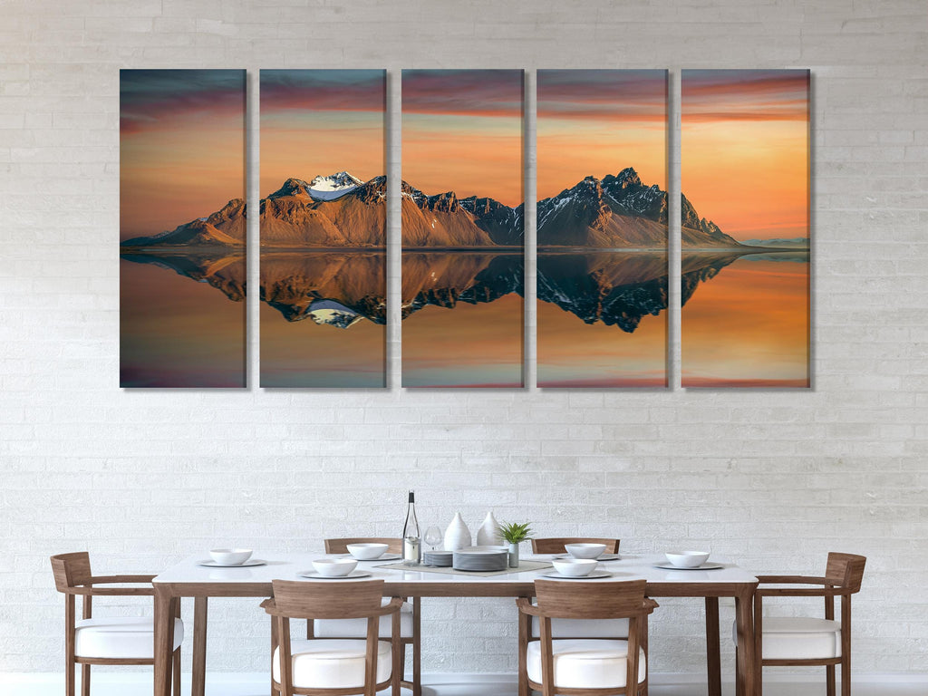 Vestrahorn Mountains Canvas Print, Iceland Sunset Wall Art, Stokksnes Landscape Artwork, Scandinavian Nature Decor, Icelandic Mountain Scene