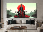 Dramatic musician wall art capturing a silhouetted figure with lush surroundings.