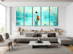 Elegant Art featuring a serene pastel fantasy of a romantic cello by the lake, enhancing a spacious living room with modern decor