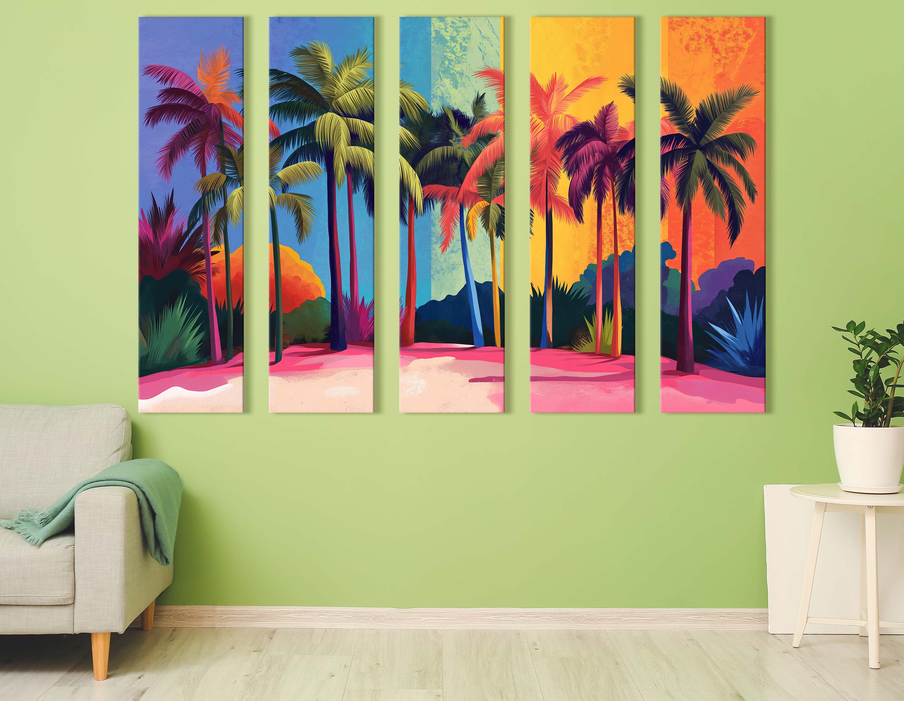 Wall Art Rainbow Palms 