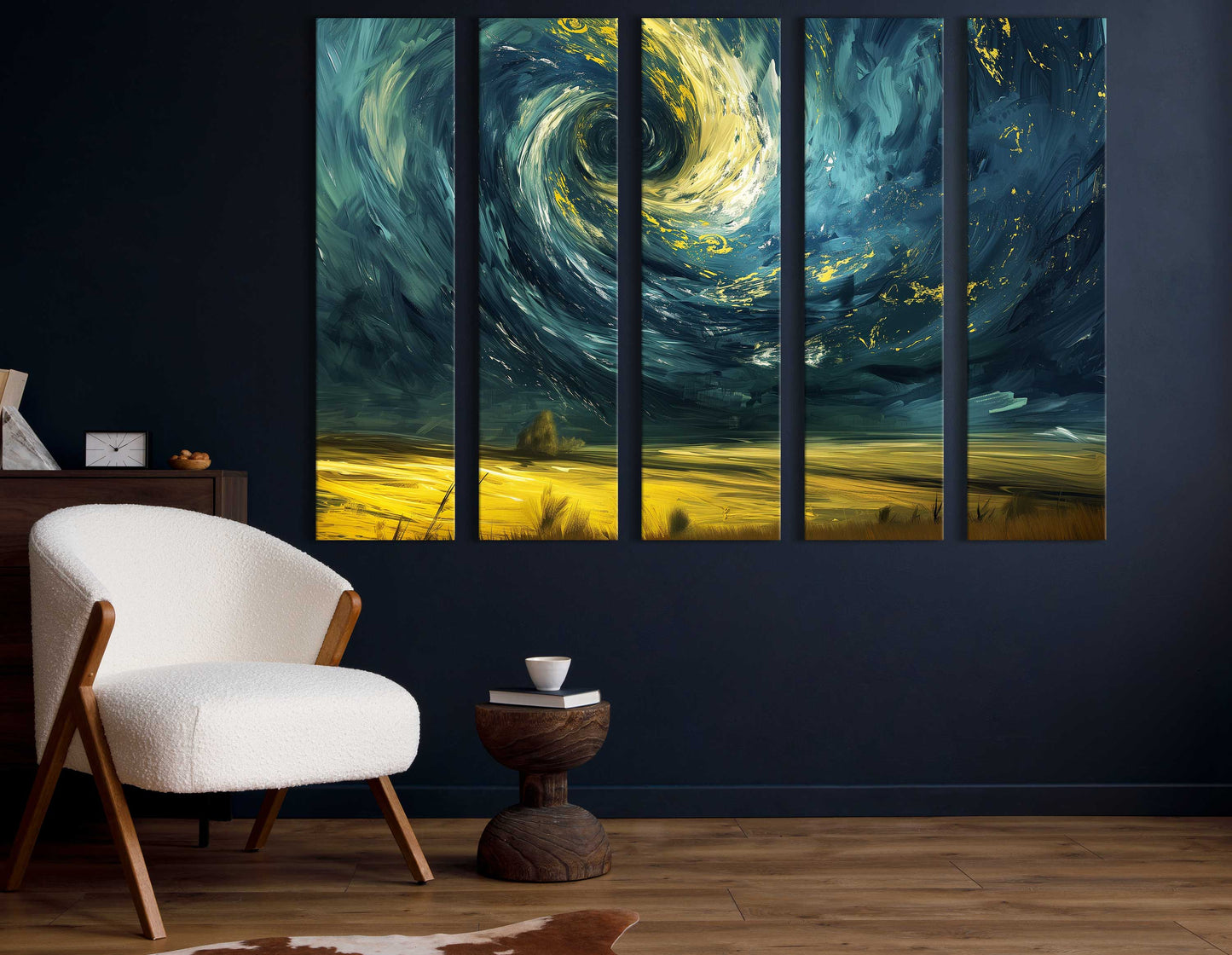 Swirling Sky and Golden Fields - Canvas Print