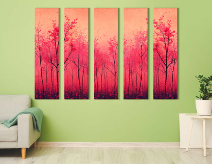 Red Abstract Forest Canvas Print