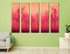 Red Abstract Forest Canvas Print