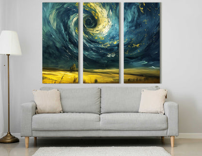 Swirling Sky and Golden Fields - Canvas Print