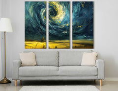 Swirling Sky and Golden Fields - Canvas Print