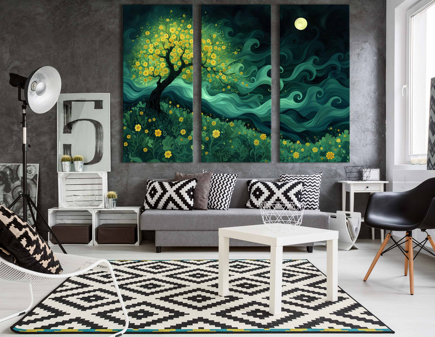 Full Moon and Blooming Tree Wall Hanging