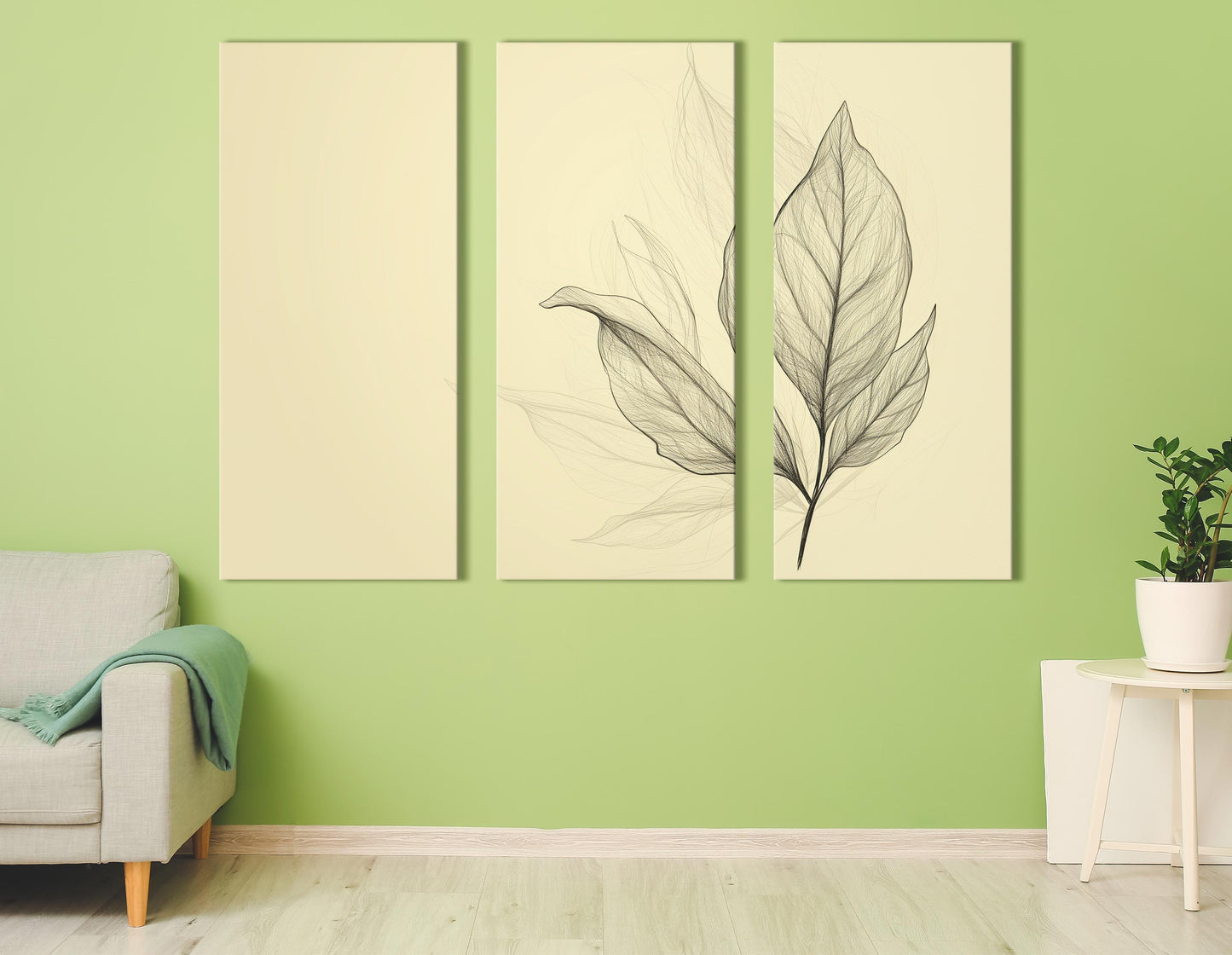 Tranquil Leaf Line Art - Canvas Print