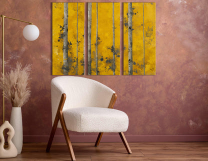 Golden Birch Forest Wall Art