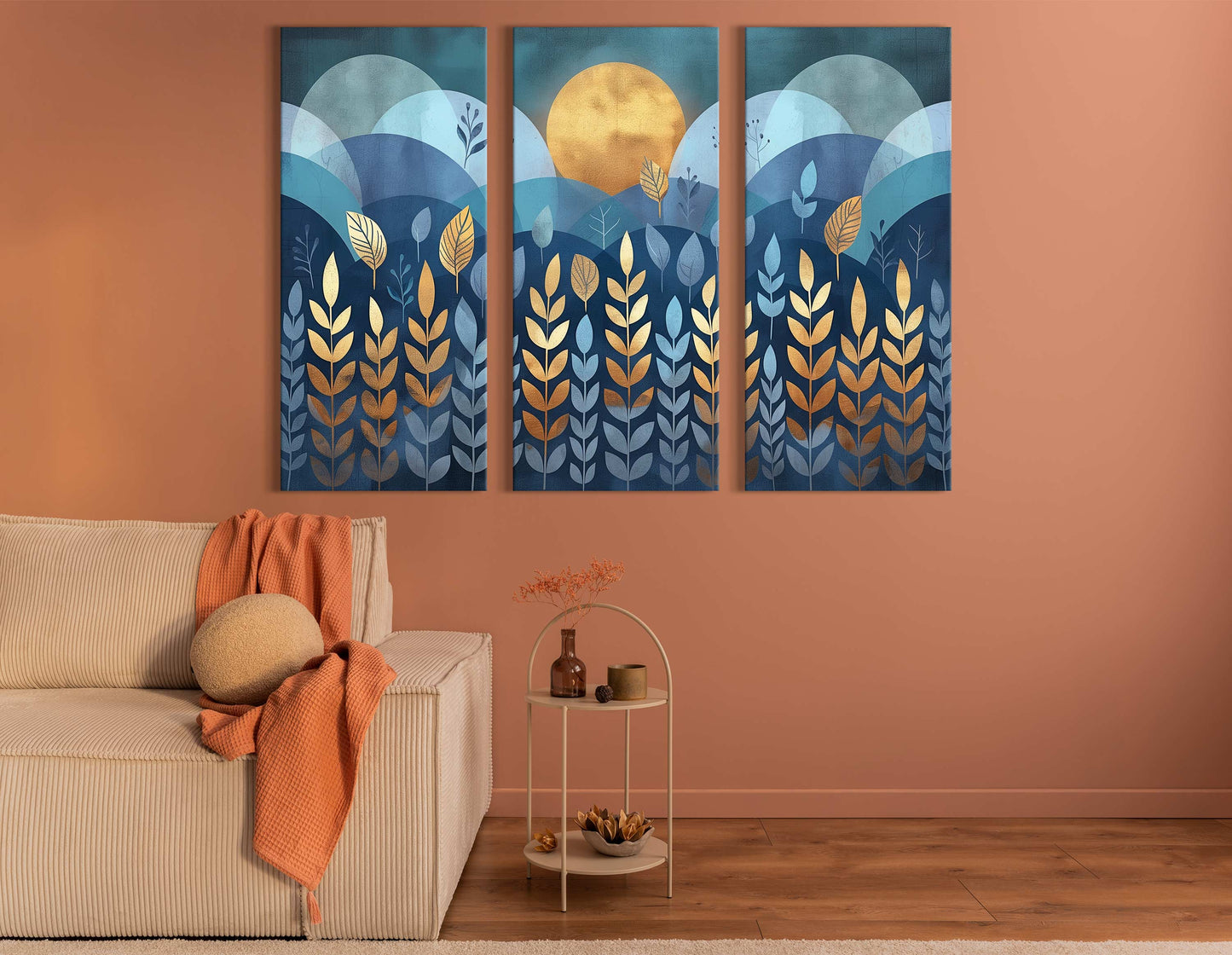 Contemporary Golden Moonrise Canvas Print