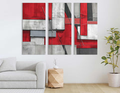 Rojo industrial y gris - Cuadro en lienzo