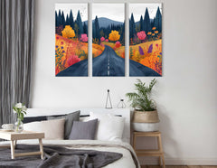 Winding Road Through Fall Forest Art Print