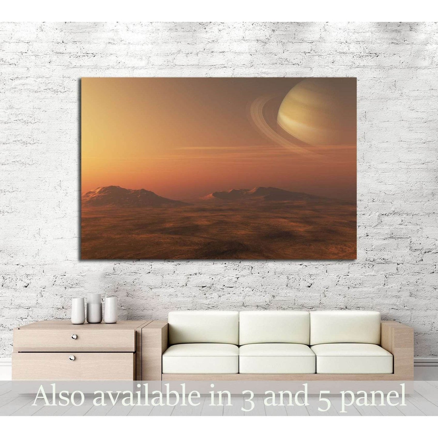 A 3D illustration of a gas giant Planet (Saturn), from a nearby planet or moon №2432 Ready to Hang Canvas PrintCanvas art arrives ready to hang, with hanging accessories included and no additional framing required. Every canvas print is hand-crafted, made