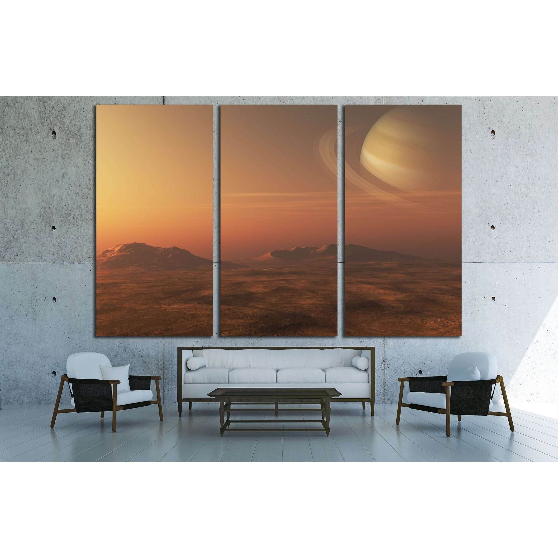 A 3D illustration of a gas giant Planet (Saturn), from a nearby planet or moon №2432 Ready to Hang Canvas PrintCanvas art arrives ready to hang, with hanging accessories included and no additional framing required. Every canvas print is hand-crafted, made