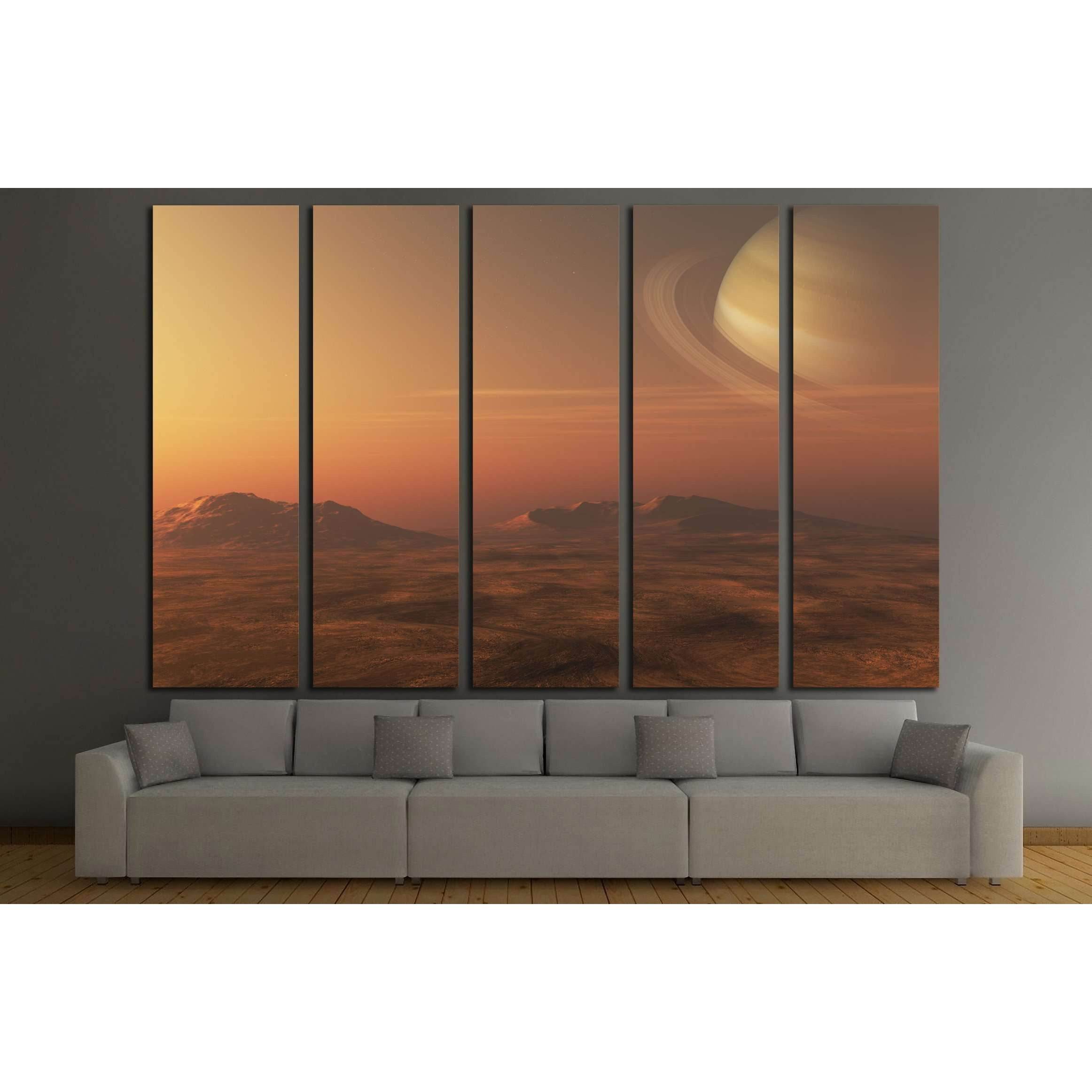 A 3D illustration of a gas giant Planet (Saturn), from a nearby planet or moon №2432 Ready to Hang Canvas PrintCanvas art arrives ready to hang, with hanging accessories included and no additional framing required. Every canvas print is hand-crafted, made