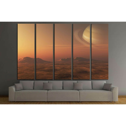 A 3D illustration of a gas giant Planet (Saturn), from a nearby planet or moon №2432 Ready to Hang Canvas PrintCanvas art arrives ready to hang, with hanging accessories included and no additional framing required. Every canvas print is hand-crafted, made