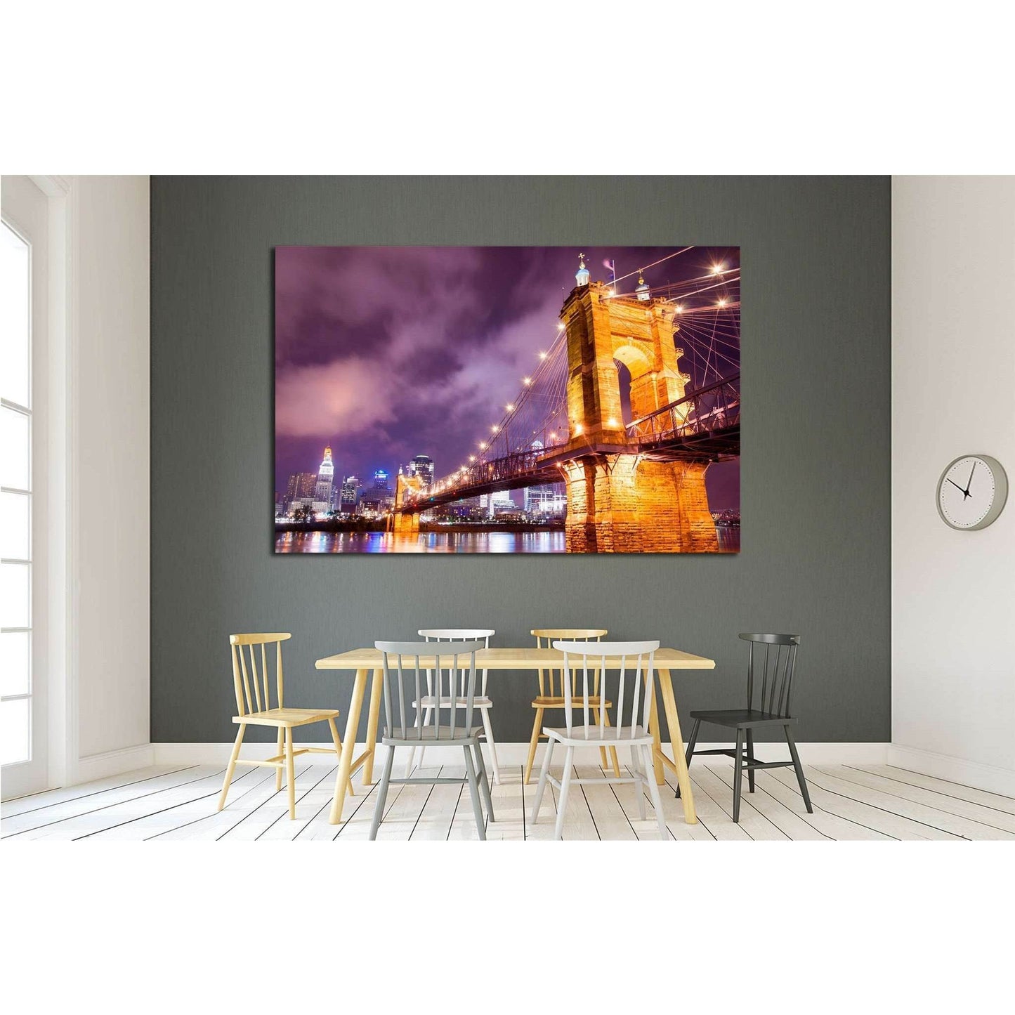 A beautiful aged bridge by the Cincinnati skyline №1673 Ready to Hang Canvas PrintCanvas art arrives ready to hang, with hanging accessories included and no additional framing required. Every canvas print is hand-crafted, made on-demand at our workshop an