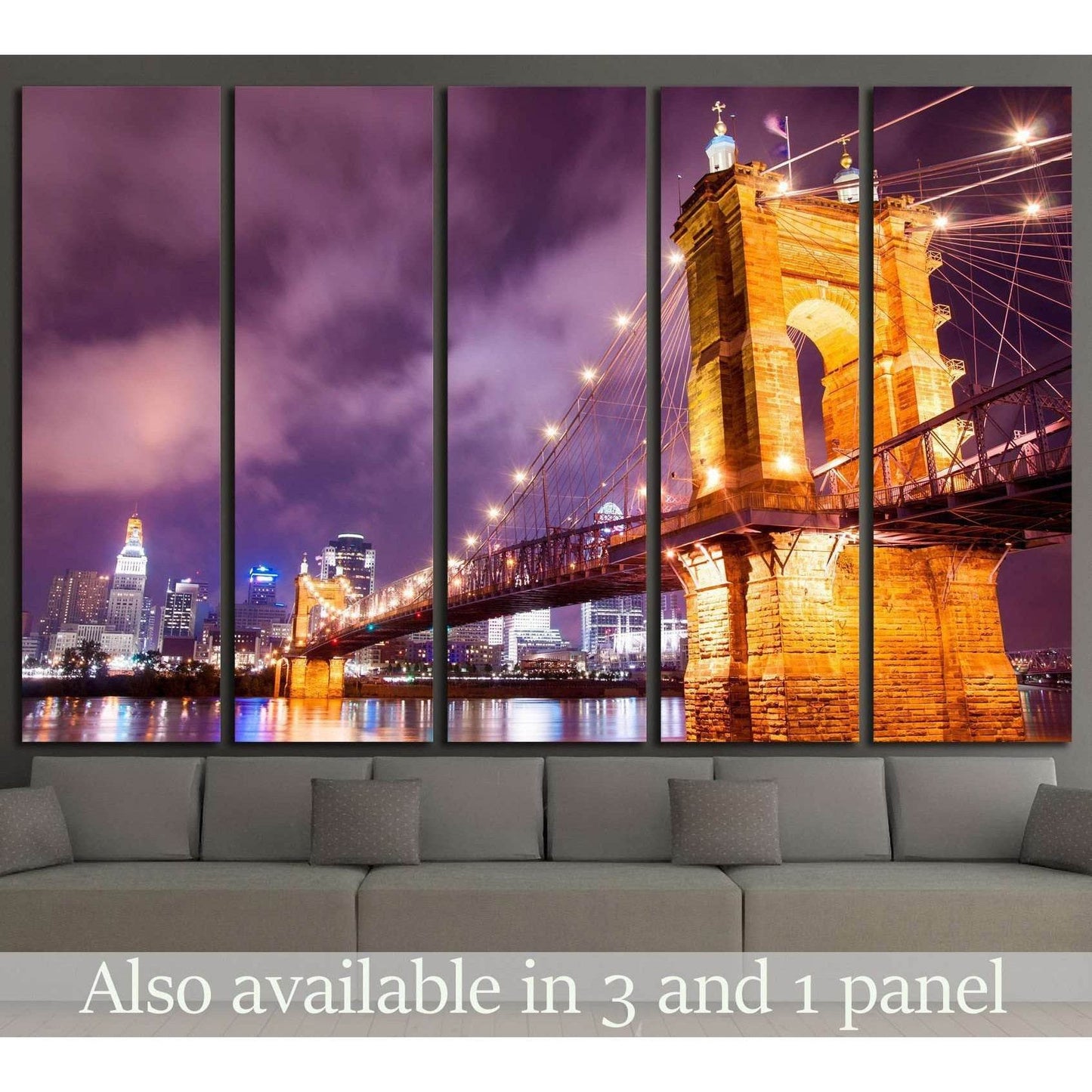 A beautiful aged bridge by the Cincinnati skyline №1673 Ready to Hang Canvas PrintCanvas art arrives ready to hang, with hanging accessories included and no additional framing required. Every canvas print is hand-crafted, made on-demand at our workshop an