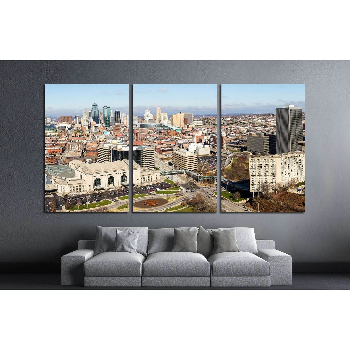 A large panoramic view of Kansas City, Missouri during the daytime №1642 Ready to Hang Canvas PrintCanvas art arrives ready to hang, with hanging accessories included and no additional framing required. Every canvas print is hand-crafted, made on-demand a