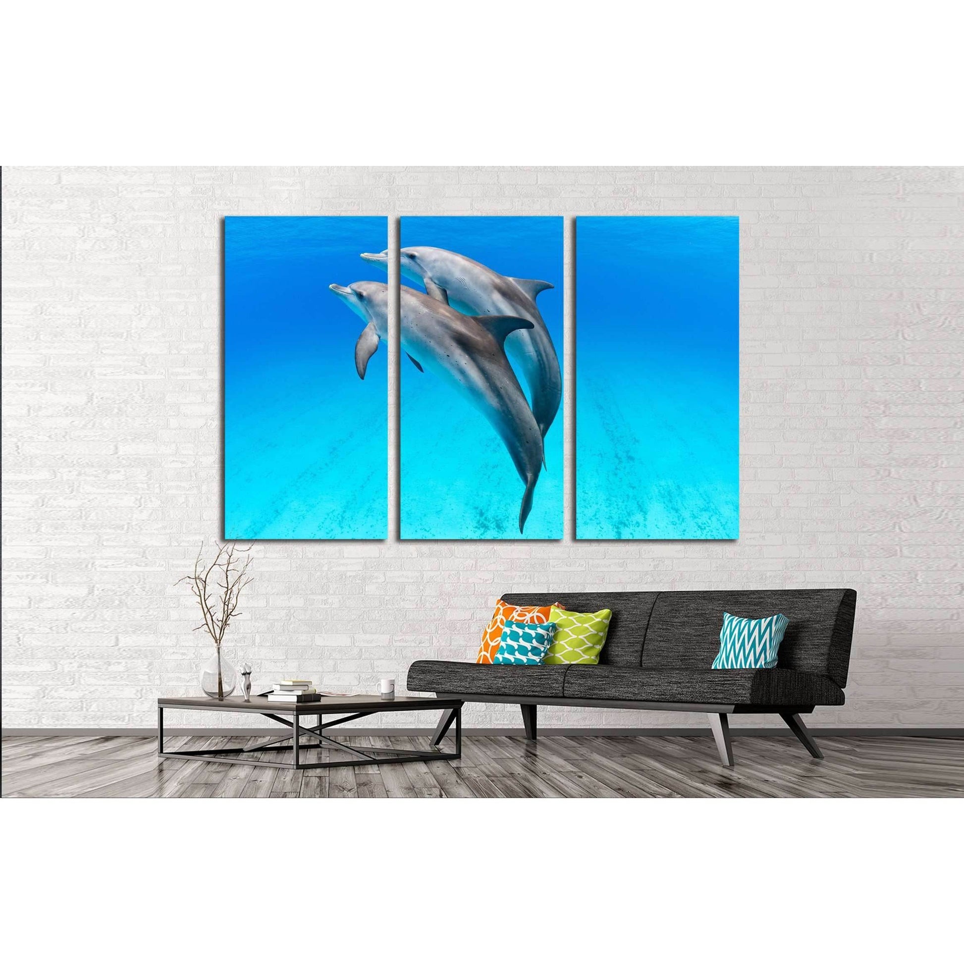 A playful dolphin duo in the seas of the Bahamas №2369 Ready to Hang Canvas PrintCanvas art arrives ready to hang, with hanging accessories included and no additional framing required. Every canvas print is hand-crafted, made on-demand at our workshop and