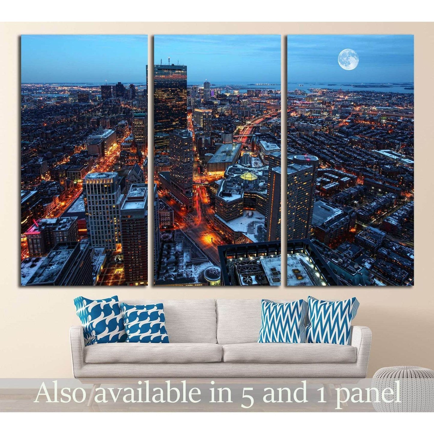 A Rising moon over the city of Boston №1442 Ready to Hang Canvas PrintCanvas art arrives ready to hang, with hanging accessories included and no additional framing required. Every canvas print is hand-crafted, made on-demand at our workshop and expertly s