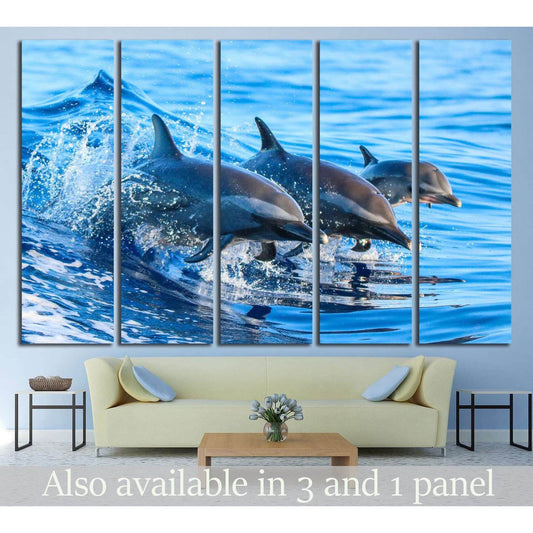 A spotted dolphin family leaping out of the clear blue Hawaii waters №2356 Ready to Hang Canvas PrintCanvas art arrives ready to hang, with hanging accessories included and no additional framing required. Every canvas print is hand-crafted, made on-demand