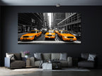 New York Taxi Wall Art Iconic Yellow NY Cabs Canvas Print Large Urban Street Artwork Oversized Downtown Manhattan Canvas Print NY Gift