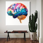 Brain Wall Art - Neuroscience Wall Decor, Abstract Brain Canvas Art, Modern Science Artwork, Medical Office Wall Art, Psychology Office Art