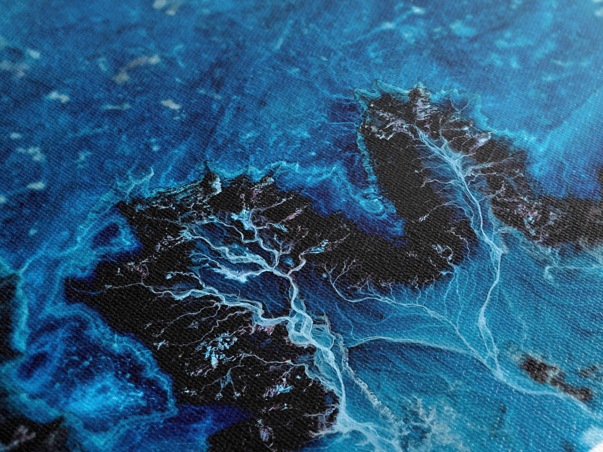 Deep Blue Abstract Canvas Print – Modern Marble Wall Art, Ocean Themed Art, Contemporary Wall Decor for Living Room , Blue Abstract Prints