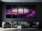 Impression sur toile de la Voie Lactée, grande œuvre murale spatiale, décor de nébuleuse cosmique violette, ciel nocturne étoilé, scène de galaxie dans l’univers